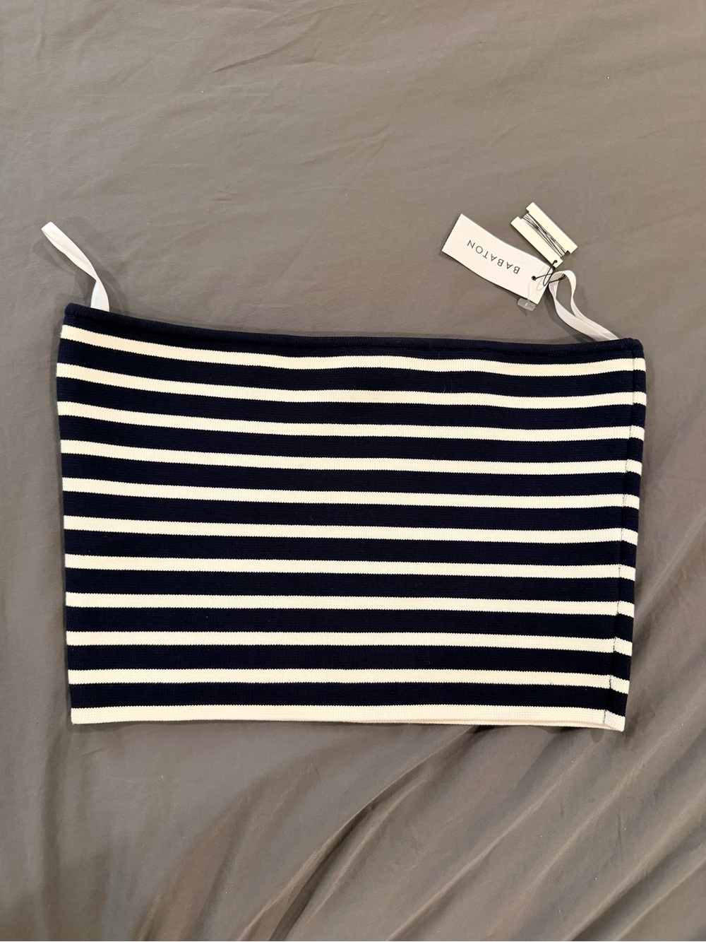 Babaton Navy and White Striped Tube Top
